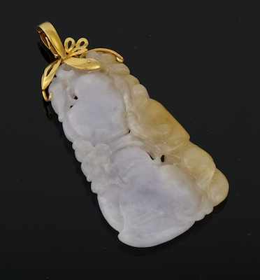 Appraisal: A Ladies' Carved Jadeite Pendant with Gold Bale k yellow