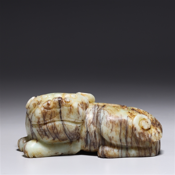 Appraisal: Chinese carved jade figure of a reclining animal overall good