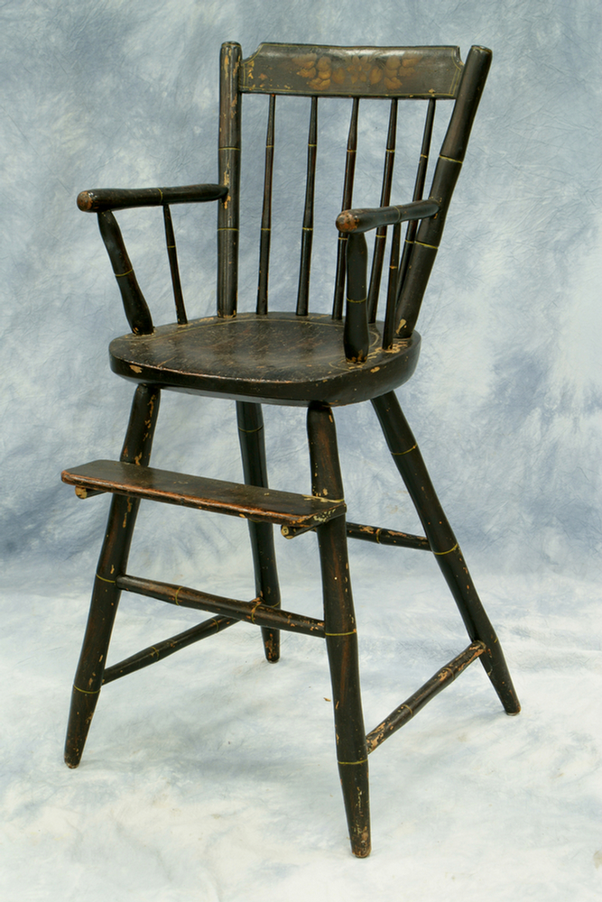 Appraisal: Bamboo turned paint decorated high chair th c h Estimate