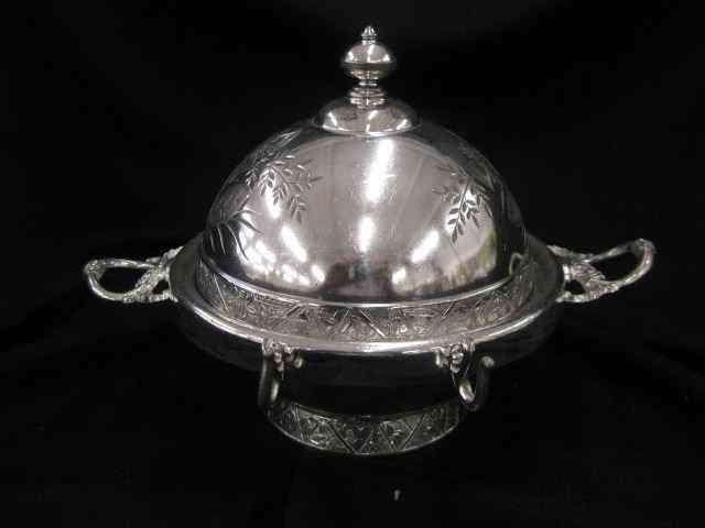 Appraisal: Hartford Victorian Silverplate Butter Dish floral decor