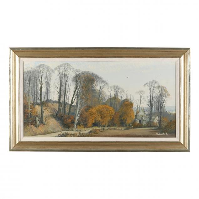 Appraisal: MICHAEL REILLY BRITISH B OCTOBER GOLD NEAR MACCLESFIELD Oil on