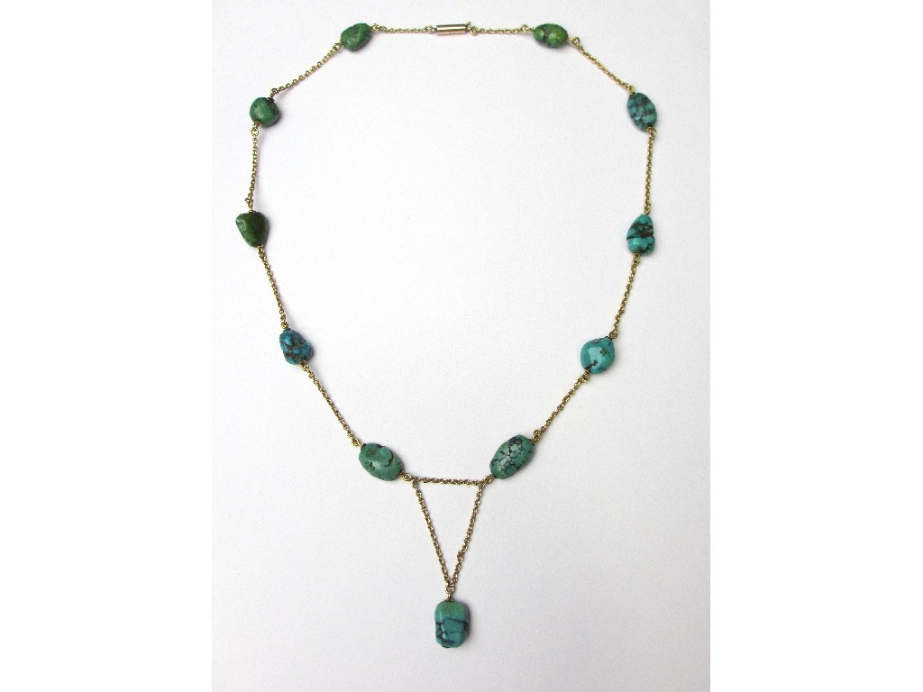 Appraisal: An Edwardian ct gold turquoise spacer necklace