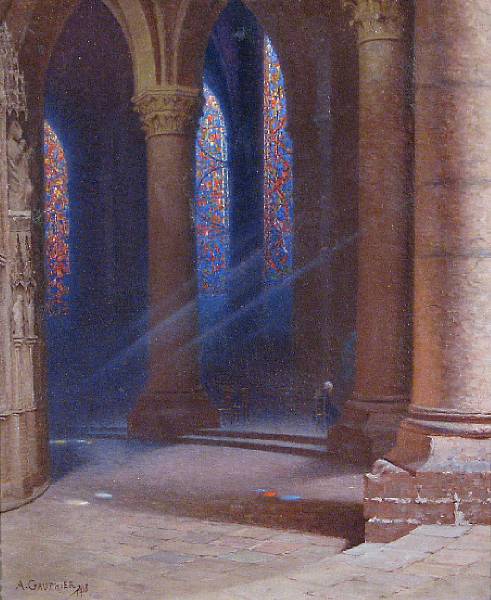 Appraisal: A Gauthier early th century A church interior with light