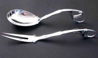 Appraisal: A pair of Georg Jensen Blossom silver servers model no