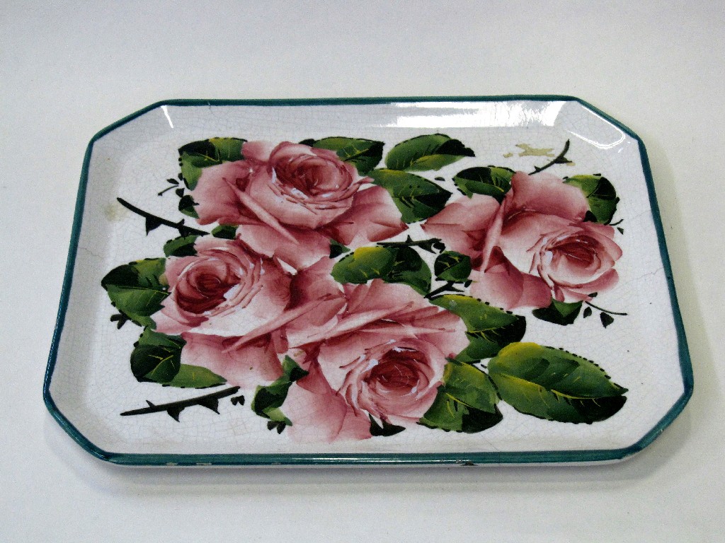 Appraisal: Wemyss comb tray decorated with cabbage roses impressed and painted