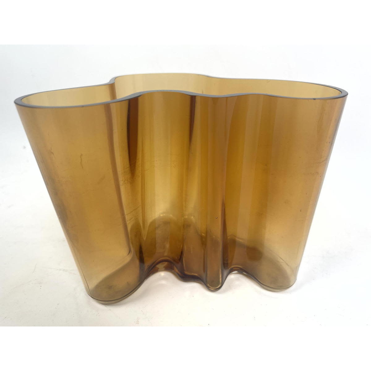 Appraisal: ALVAR AALTO Amber vase Signed Dimensions H inches W inches