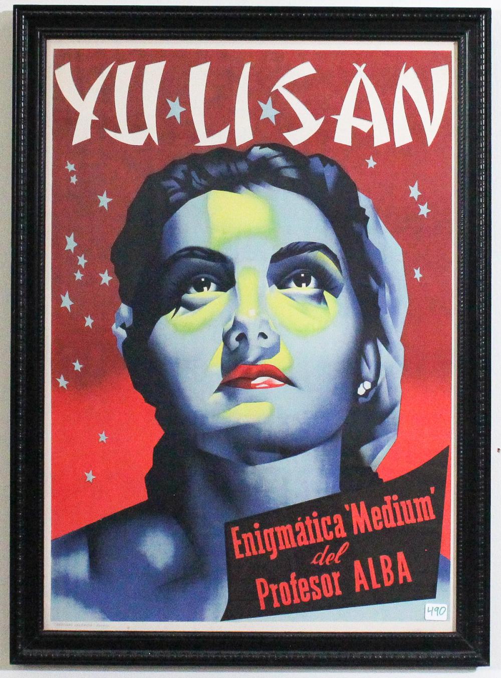 Appraisal: VINTAGE POSTER YU-LI-SAN THE ENIGMATIC MEDIUM a Spanish female magician