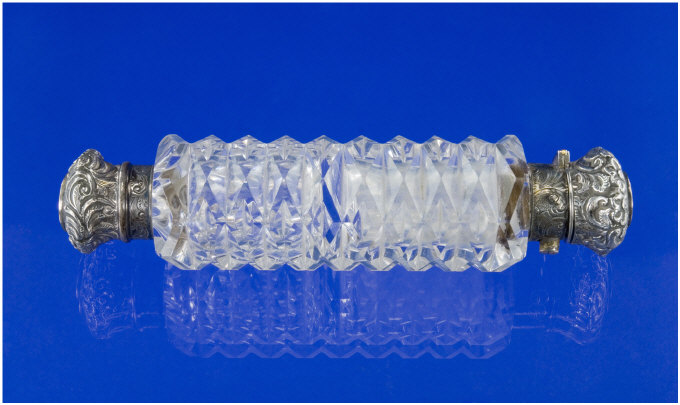 Appraisal: Clear Glass Double Ended Scent Bottle Screw Cap To One