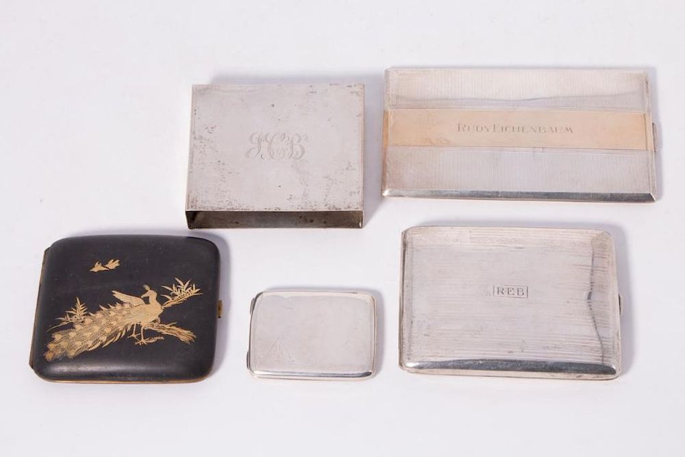 Appraisal: Mixed Lot of Four Silver Cigarette Cases One Sterling Silver