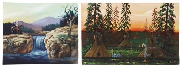 Appraisal: lot of Unframed acrylic paintings Jeff Yellowhair Kiowa Nation Oklahoma