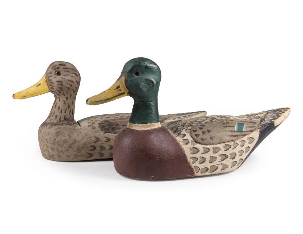 Appraisal: Pair of Louisiana Carved Decoys c Walter Boskent Davant LA