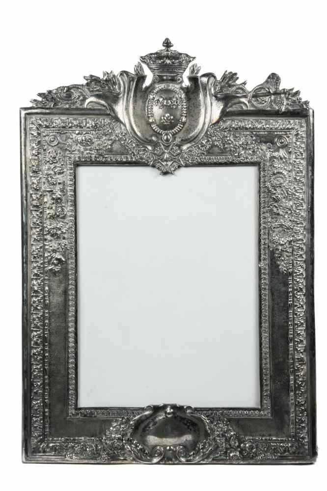 Appraisal: FRENCH REPOUSSE SILVERPLATE MIRROR FRAME - Large Silverplate Mirror Frame