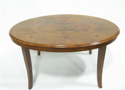 Appraisal: Victorian walnut and marquetry loo table th century Converted to