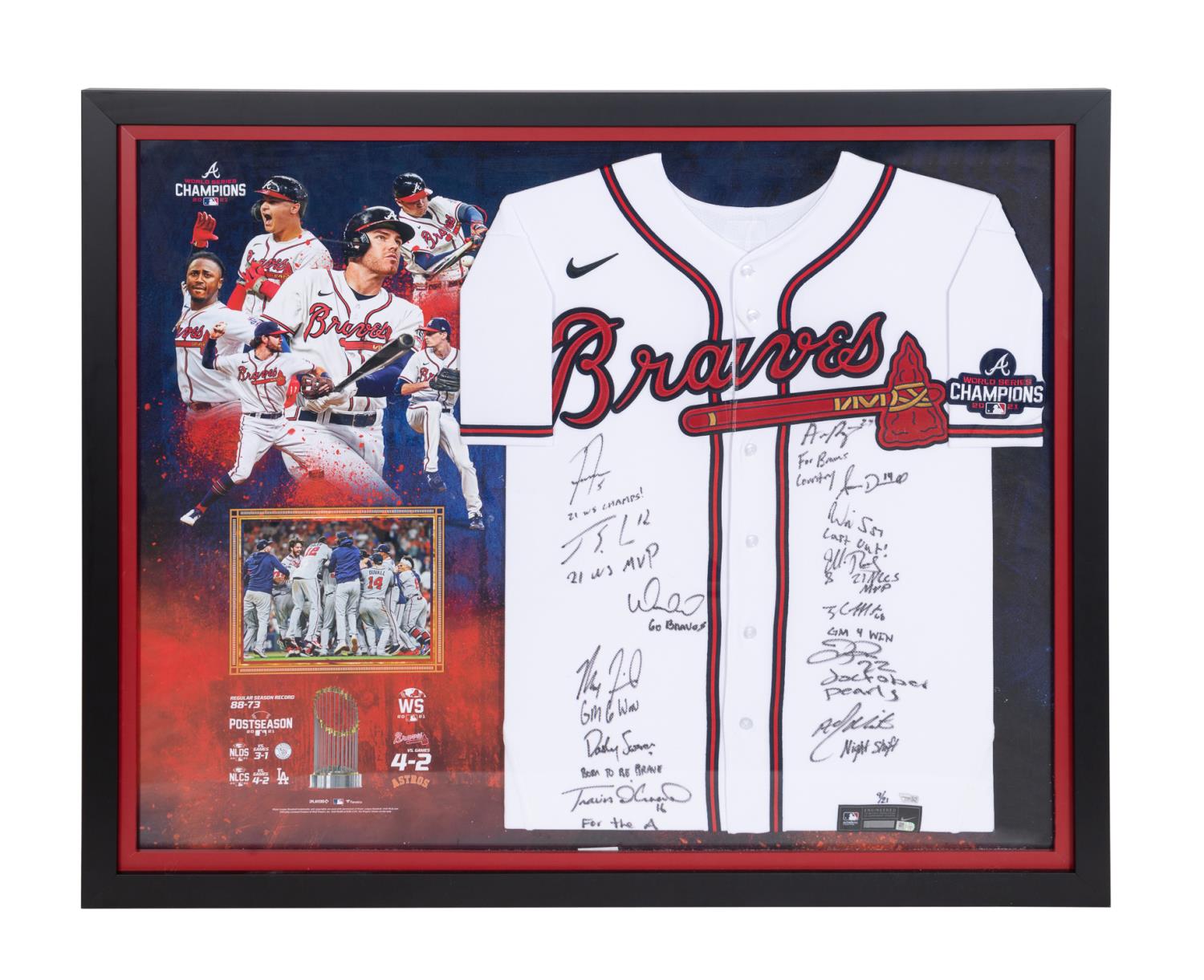 Appraisal: ATLANTA BRAVES WORLD SERIES SIGNED JERSEY Framed Atlanta Braves World