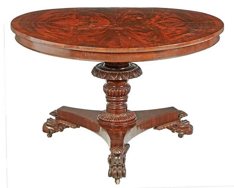 Appraisal: Classical Carved Mahogany Center Table possibly Philadelphia circa highly figured