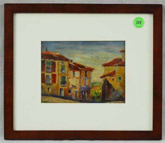 Appraisal: MAX KUEHNE American - HOUSES SPAIN oil on wood panel