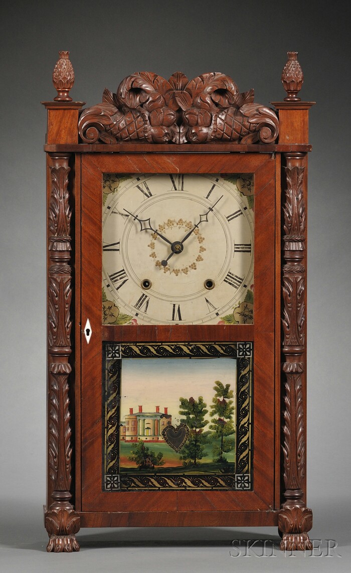 Appraisal: Mitchell Atkins Miniature Carved Column Shelf Clock Bristol Connecticut c