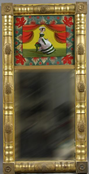 Appraisal: Circa Federal mirror with reverse painted panel original gilding and