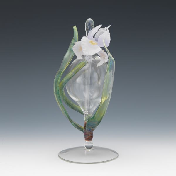 Appraisal: ELIZABETH RYLAND MEARS AMERICAN CONTEMPORARY Iris Art glass perfume bottle