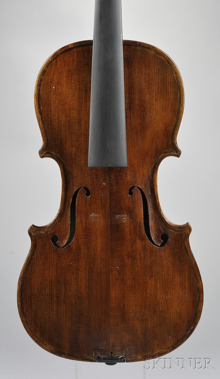 Appraisal: Saxon Violin c labeled JC HARRIS ALBANY length of back