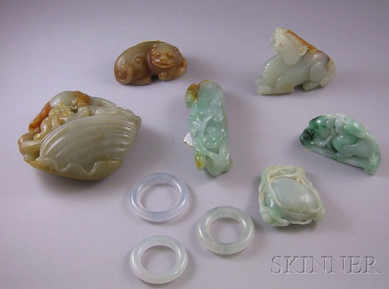 Appraisal: Nine Carved Jade and Stone Pendants and Other Items three