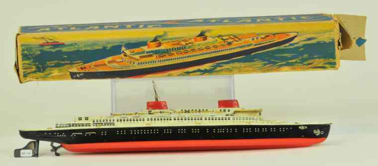 Appraisal: KELLERMANN OCEAN LINER WITH BOX Germany - lithographed tin two