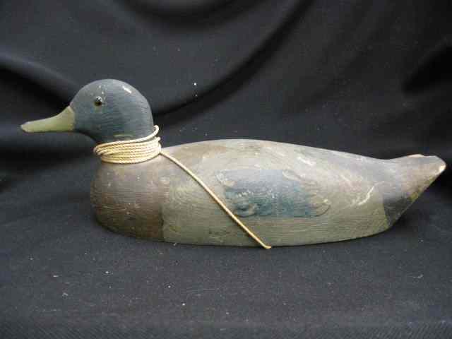 Appraisal: Carved Painted Wood Decory of a Mallard glass eyes ''