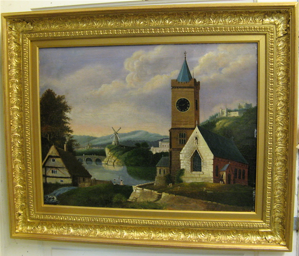 Appraisal: DUTCH SCHOOL OIL ON CANVAS th century Landscape with church