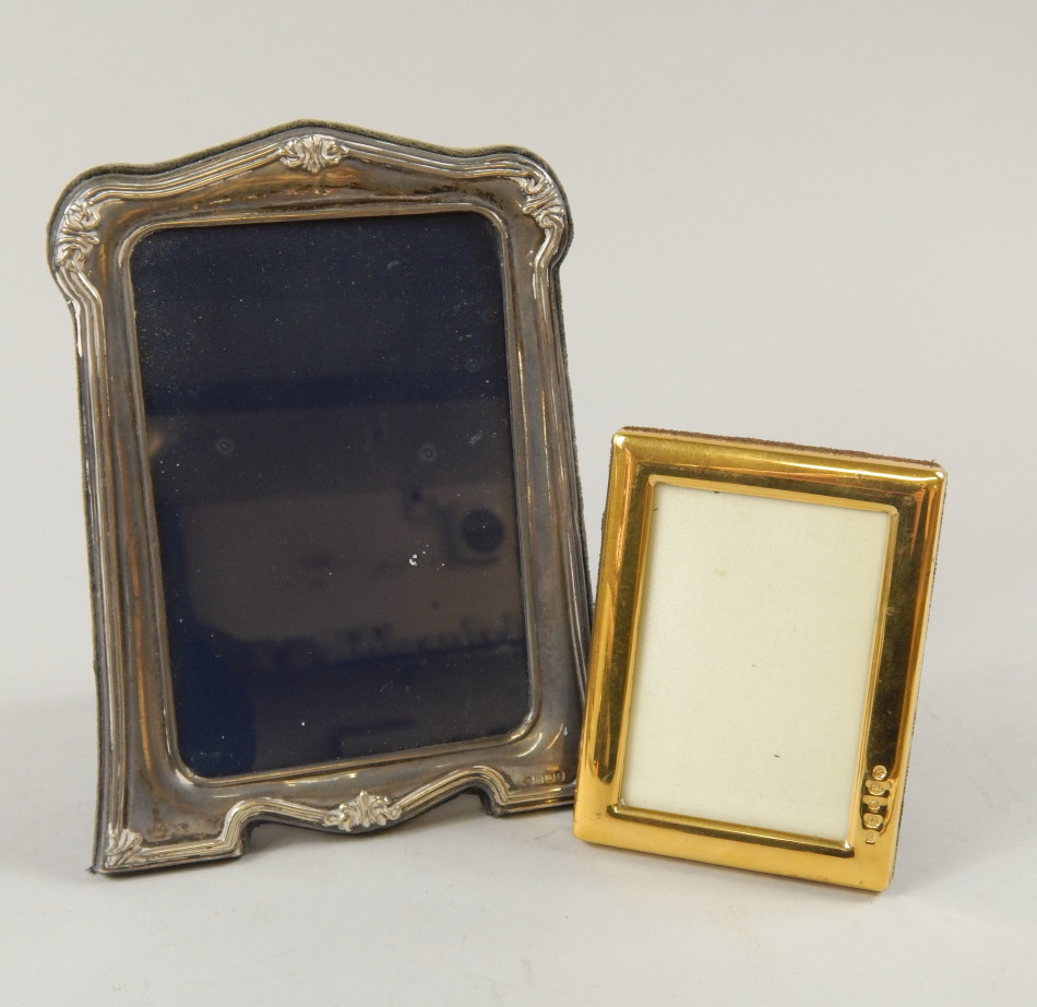 Appraisal: A silver and a silver gilt mounted photograph frame hallmarks