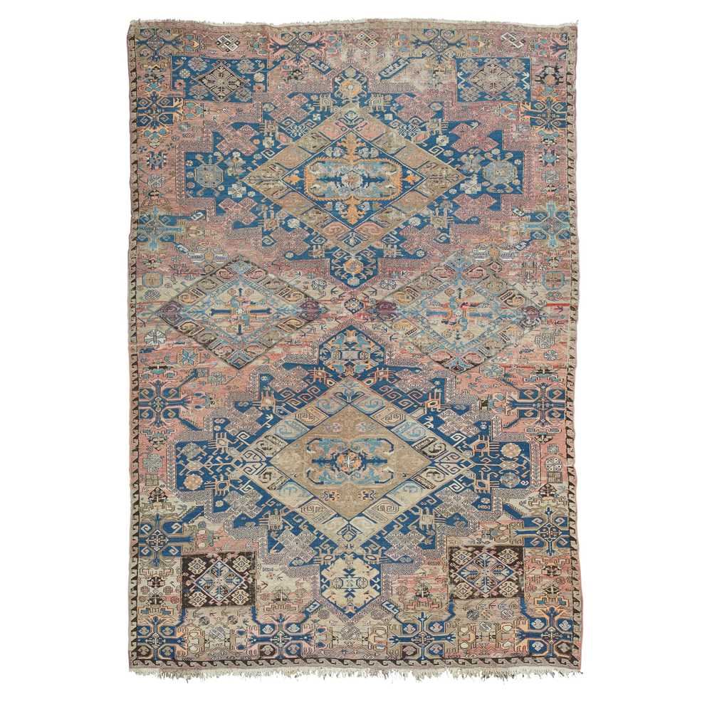 Appraisal: CAUCASIAN SOUMAC CARPET LATE TH CENTURY the abrash pink and