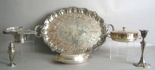 Appraisal: Plate and weighted silver