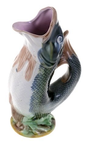 Appraisal: English Majolica Fish Form Pitcher English majolica fish form pitcher