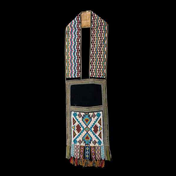 Appraisal: Winnebago Loom Beaded Bandolier Bag beaded using colors of pony