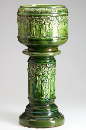 Appraisal: Rare MCCOY jardiniere and pedestal set decorated with trees and