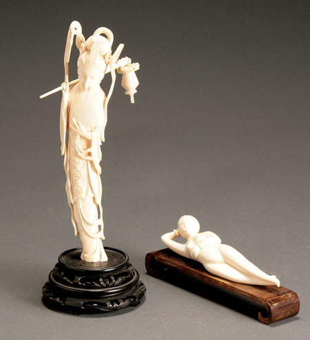 Appraisal: Chinese Ivory Figure of a Guanyin and a Doctor's Doll