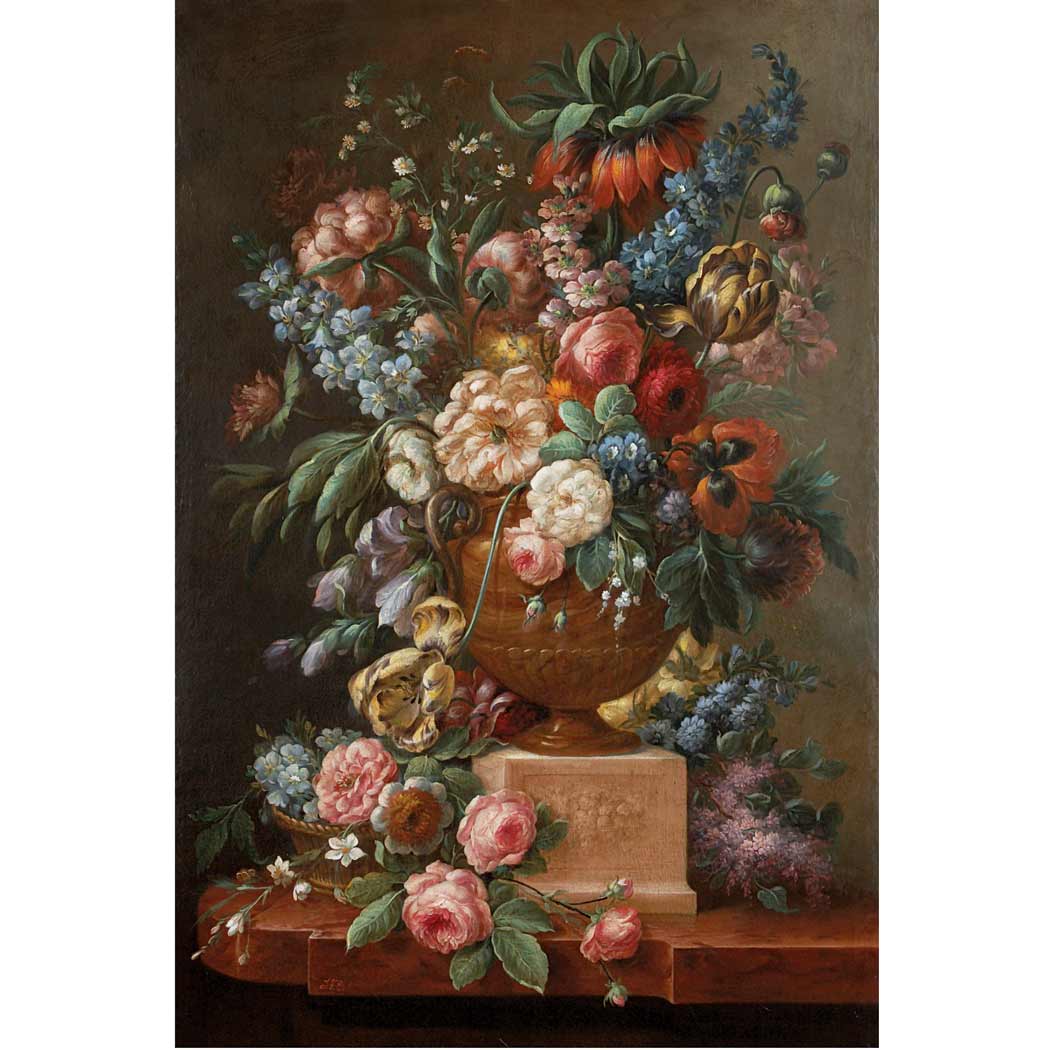 Appraisal: Belgian School th th Century Floral Still Life on a