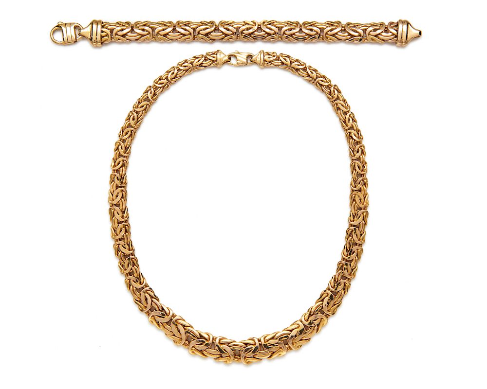 Appraisal: K Gold Suite K Gold Suite the necklace and bracelet