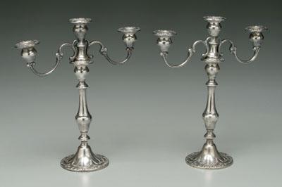 Appraisal: Pair Chantilly sterling candelabra Gorham three cups scroll arms weighted