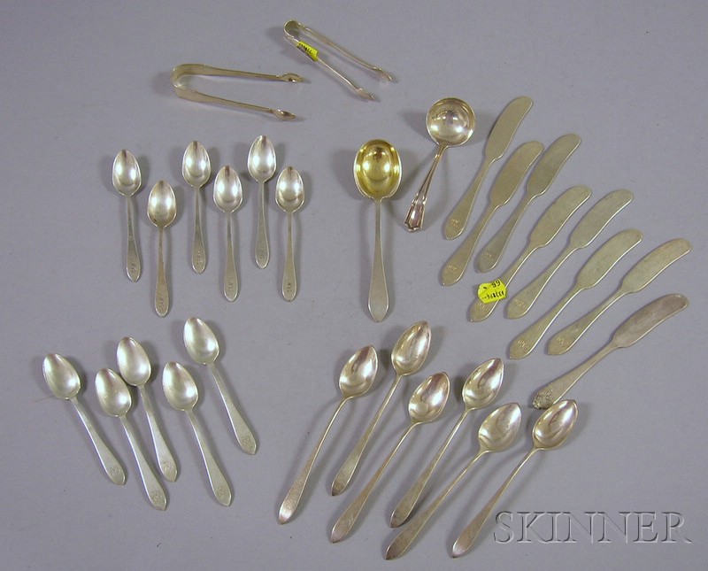 Appraisal: Group of Mostly Tiffany Sterling Flatware Tiffany includes a set