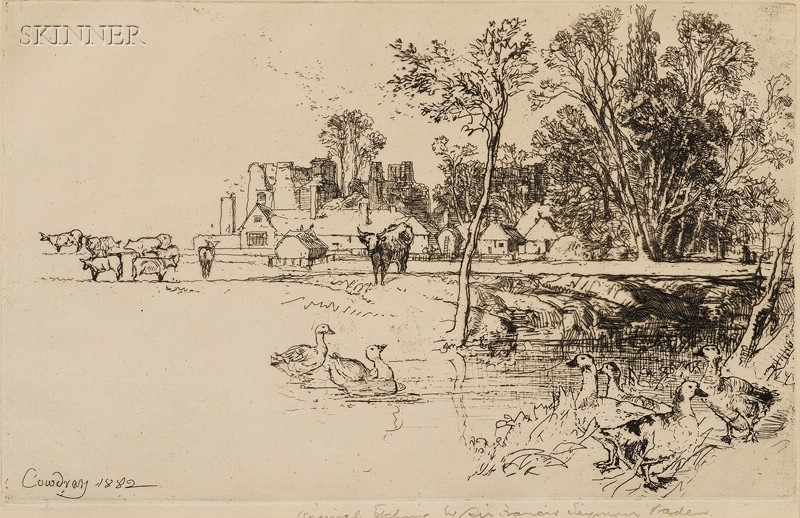 Appraisal: Sir Francis Seymour Haden British - Cowdray Castle with Geese