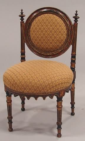 Appraisal: Chair with carved and ebonized wood upholster side chair with