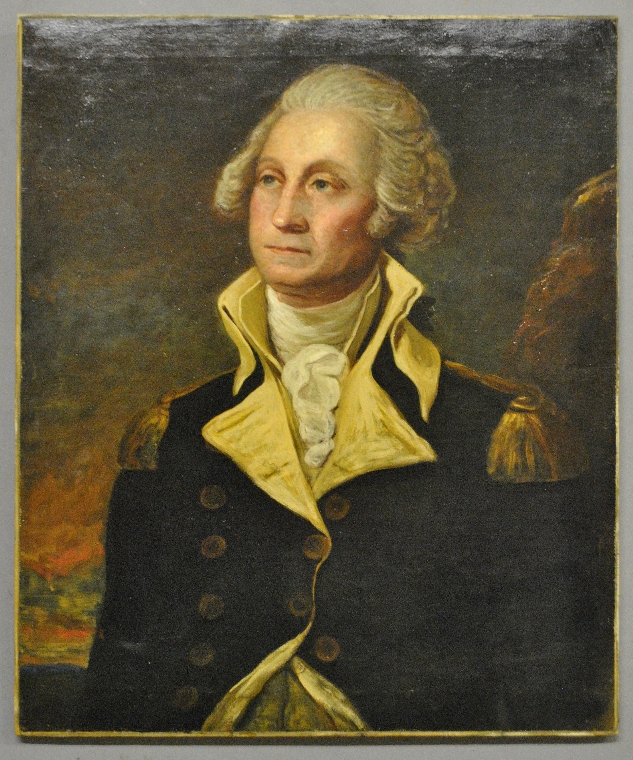 Appraisal: - Unframed oil on canvas portrait of General George Washington