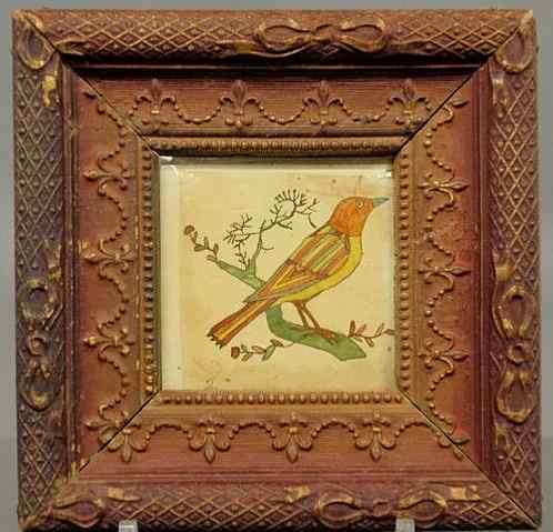 Appraisal: Early Pennsylvania German watercolor bird fraktur x