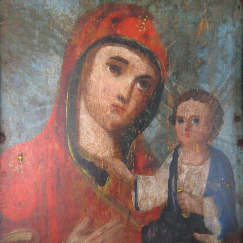 Appraisal: Early Icon of Madonna Child painted on wooden panel x