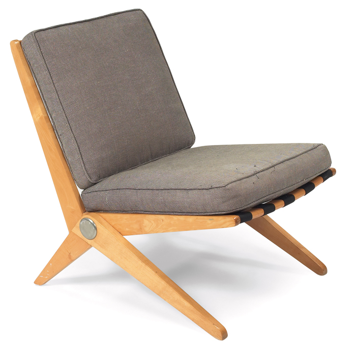 Appraisal: Pierre Jeanneret Scissor chair by Knoll c birch frame with