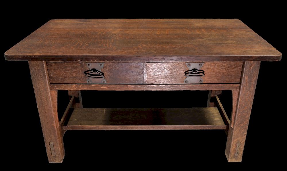 Appraisal: Mission Oak Arts And Crafts Stickley Library Table Mission Oak