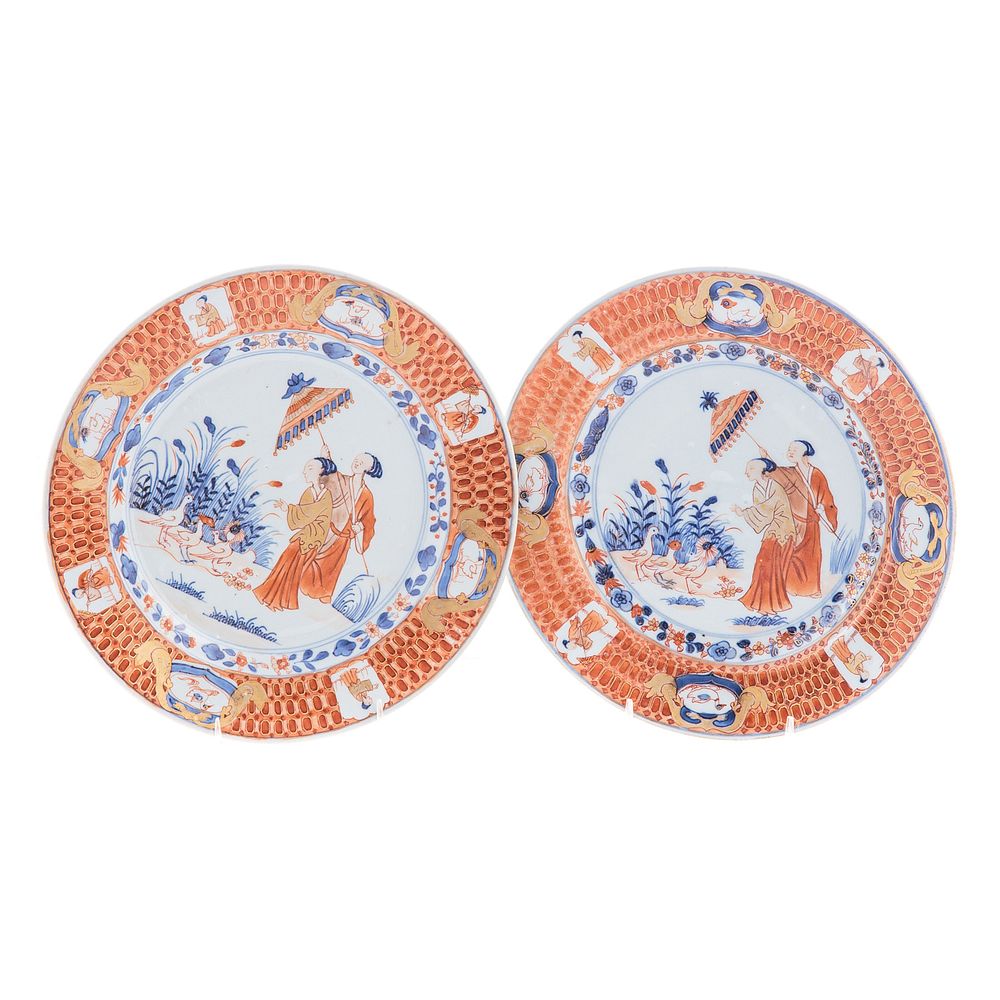 Appraisal: Pair of Chinese Export Dame Au Parasol Plates Circa renowned