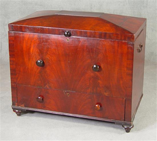 Appraisal: English Regency Cellarette Mid th Century Mahogany and veneers Raised