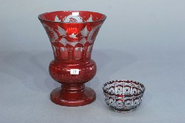 Appraisal: A Bohemia ruby flash vase together with Bohemia ruby flash