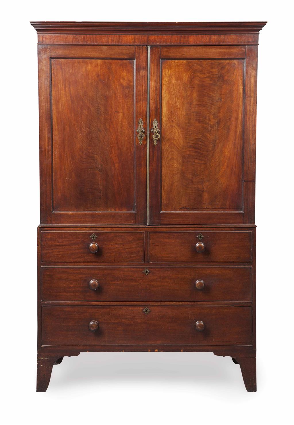 Appraisal: REGENCY MAHOGANY LINEN PRESS EARLY TH CENTURY the plain moulded